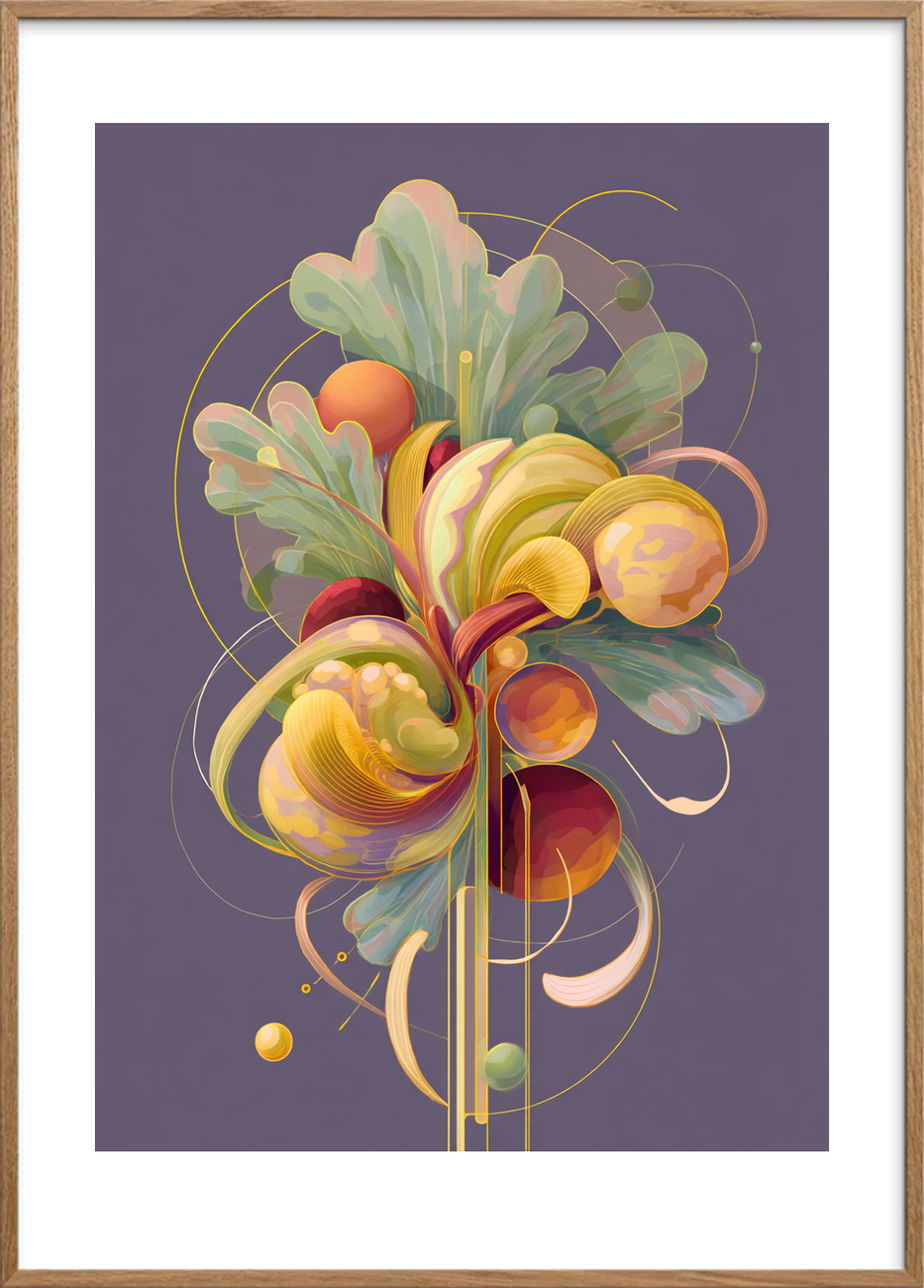 Hvisken fra gyldne blade - Oak Frame, With White Border