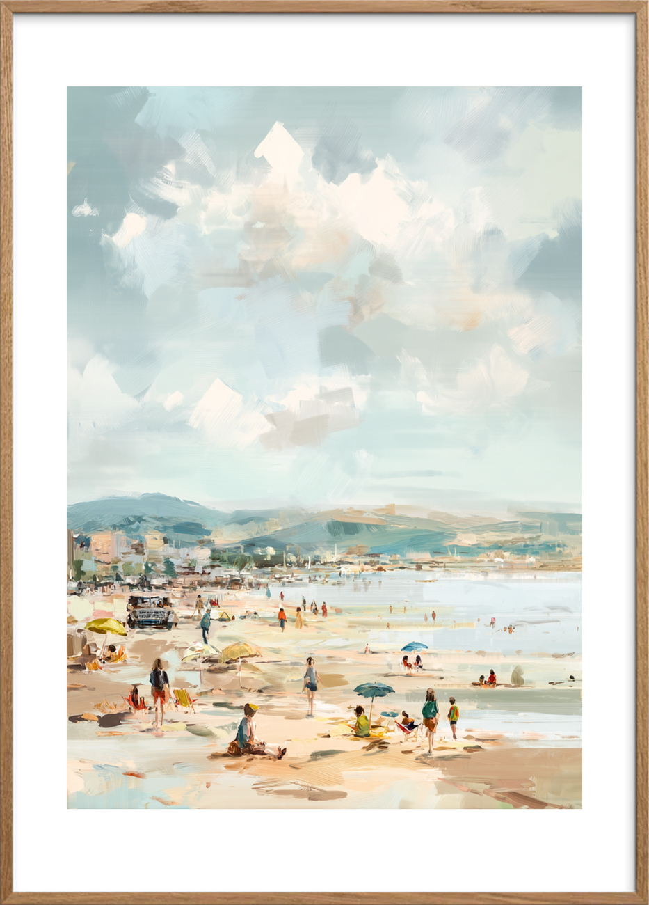 Suset af salt og sand - Oak Frame, With White Border