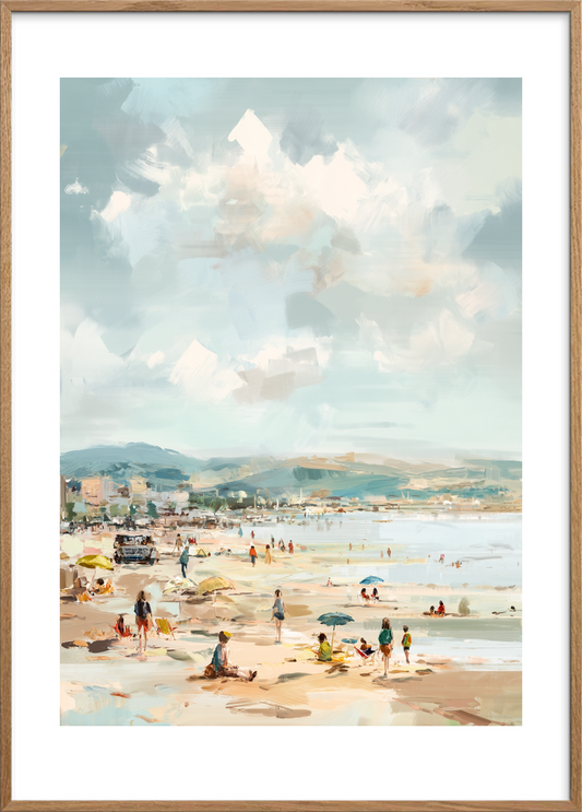 Suset af salt og sand - Oak Frame, With White Border