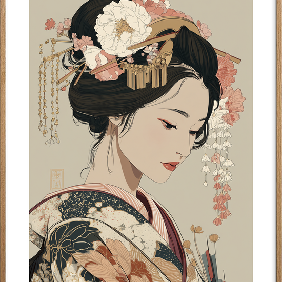 Silkens hvisken i håret - Oak Frame, With White Border