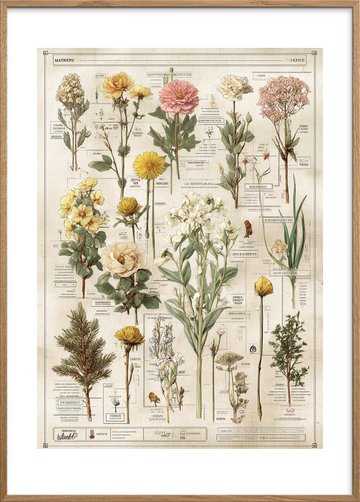 Stille blomsternes hvisken - Oak Frame, With White Border