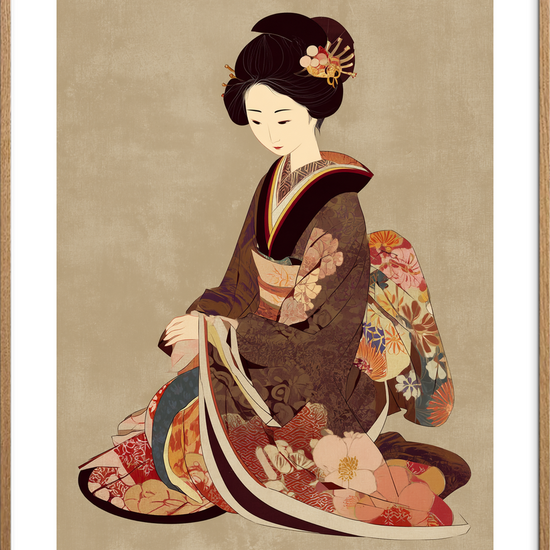 Blomsternes sagte sus - Oak Frame, With White Border