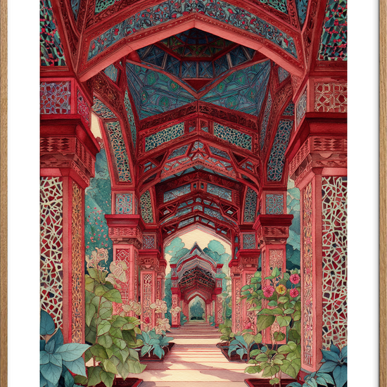 Silkens sus i søjlegangen - Oak Frame, With White Border