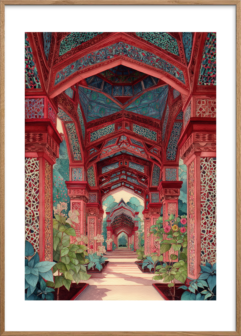 Silkens sus i søjlegangen - Oak Frame, With White Border