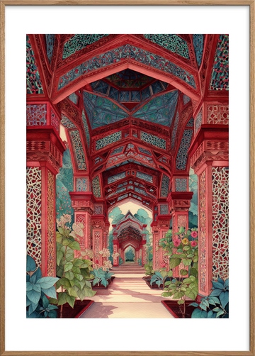 Silkens sus i søjlegangen - Oak Frame, With White Border