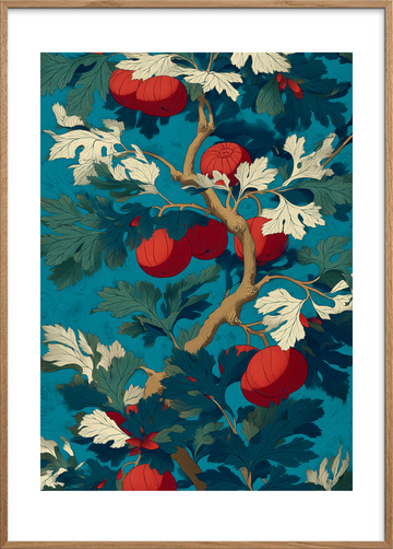 Frugternes stille hvisken - Oak Frame, With White Border