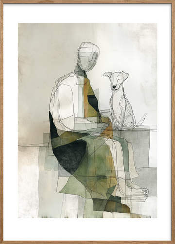 En smag af stille selskab - Oak Frame, With White Border