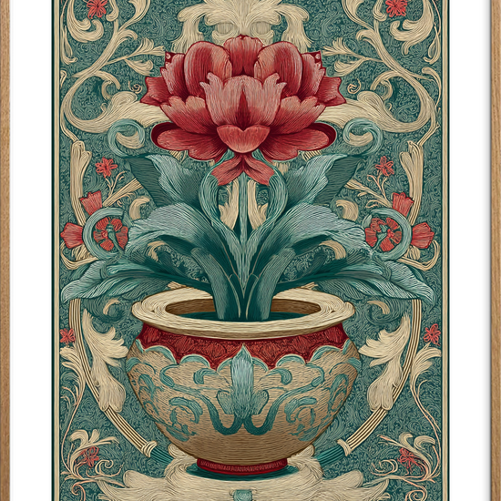 Blomstens stille hvisken - Oak Frame, With White Border