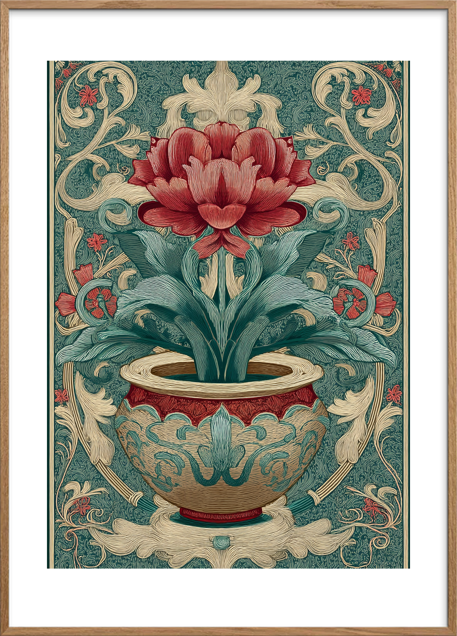 Blomstens stille hvisken - Oak Frame, With White Border