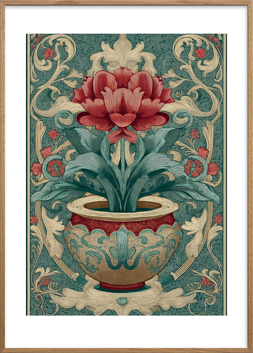 Blomstens stille hvisken - Oak Frame, With White Border