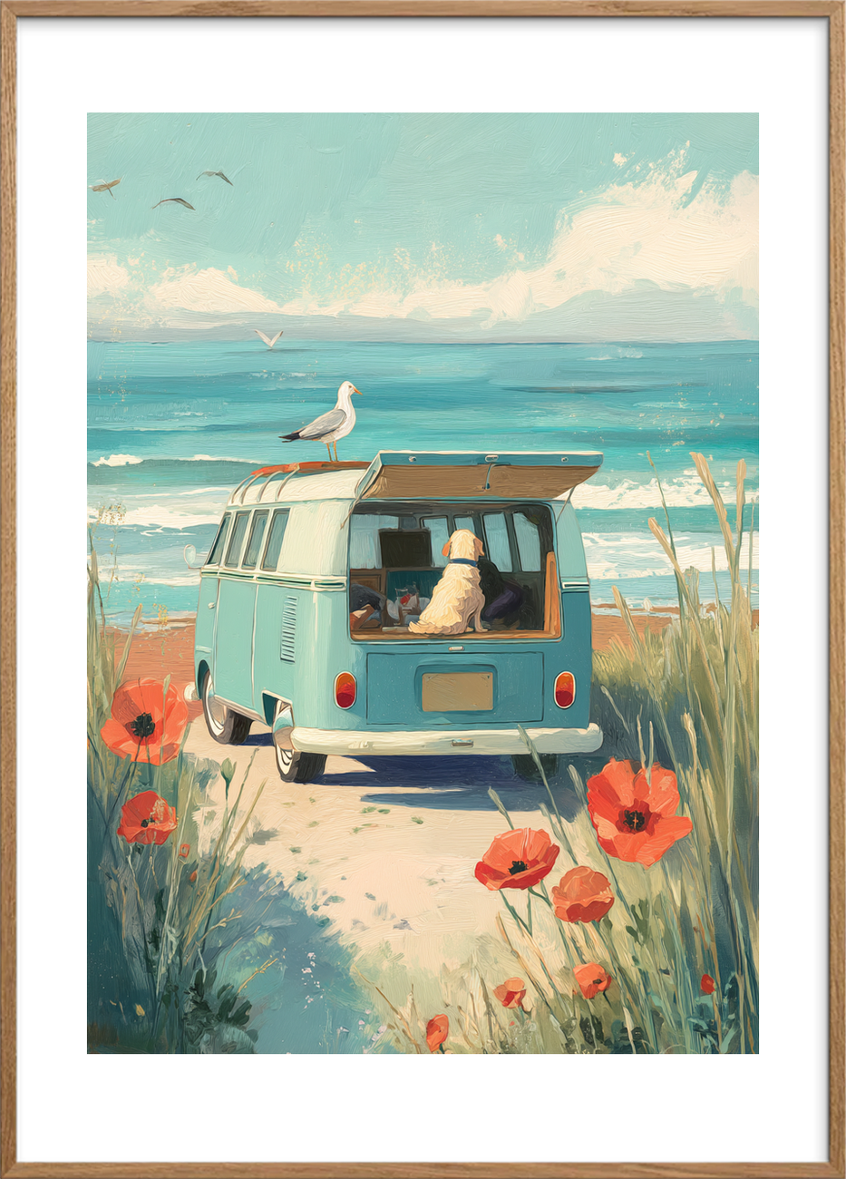 Havets salte hvisken - Oak Frame, With White Border