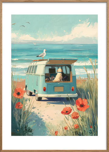 Havets salte hvisken - Oak Frame, With White Border