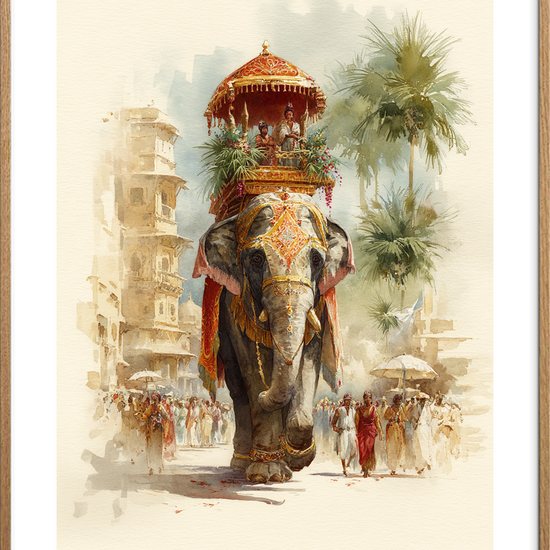 Trommens rungende fodtrin - Oak Frame, With White Border