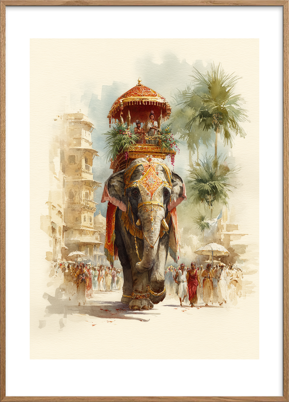 Trommens rungende fodtrin - Oak Frame, With White Border