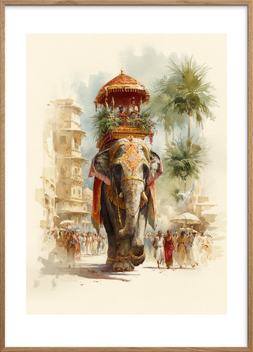 Trommens rungende fodtrin - Oak Frame, With White Border