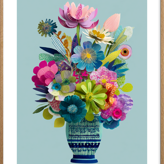 Vasesang i pastelfarver - Oak Frame, With White Border