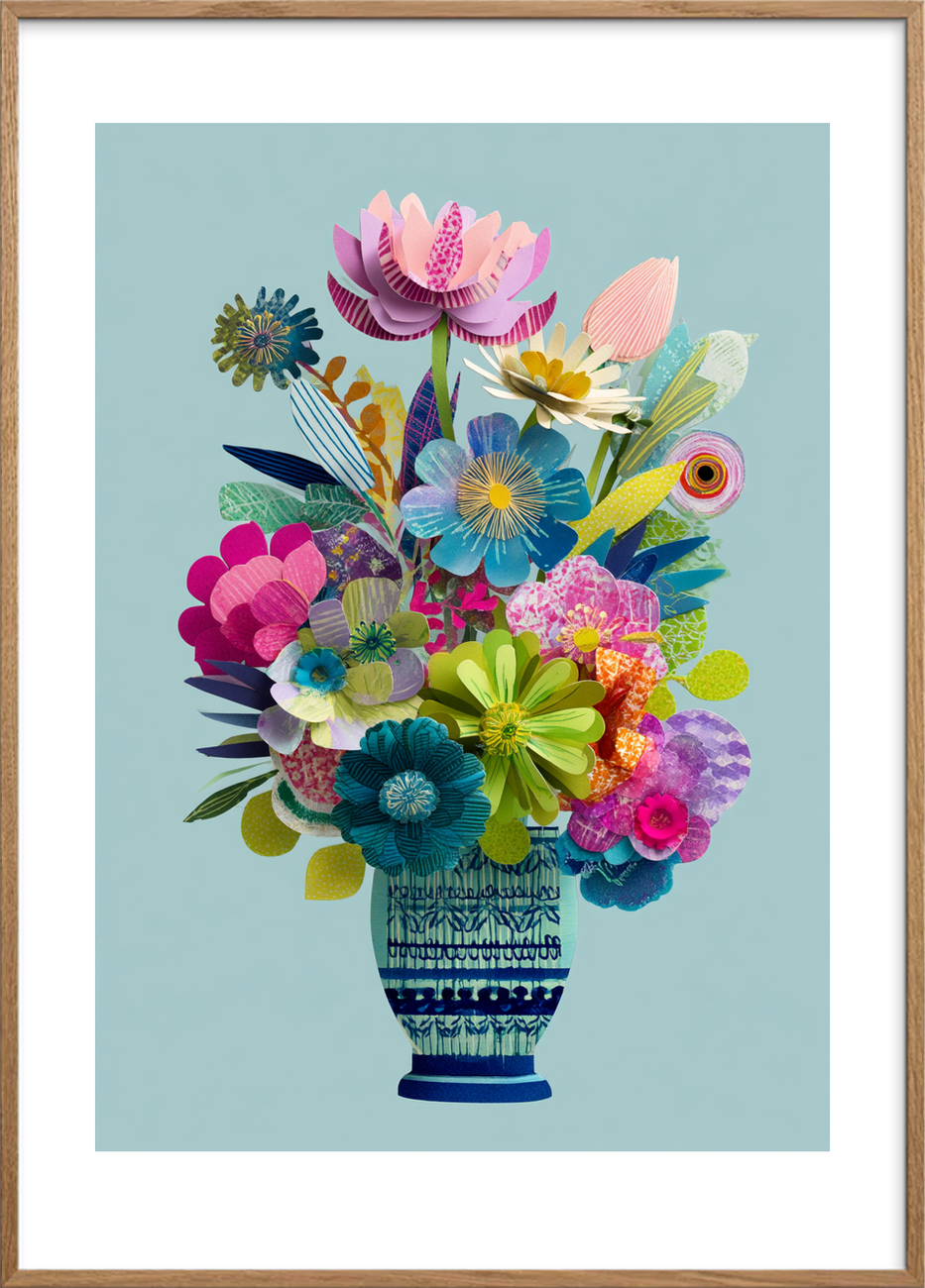 Vasesang i pastelfarver - Oak Frame, With White Border