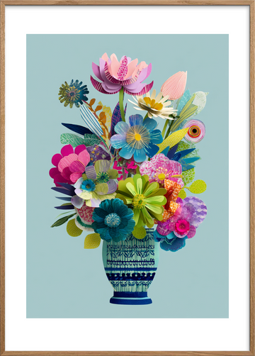 Vasesang i pastelfarver - Oak Frame, With White Border