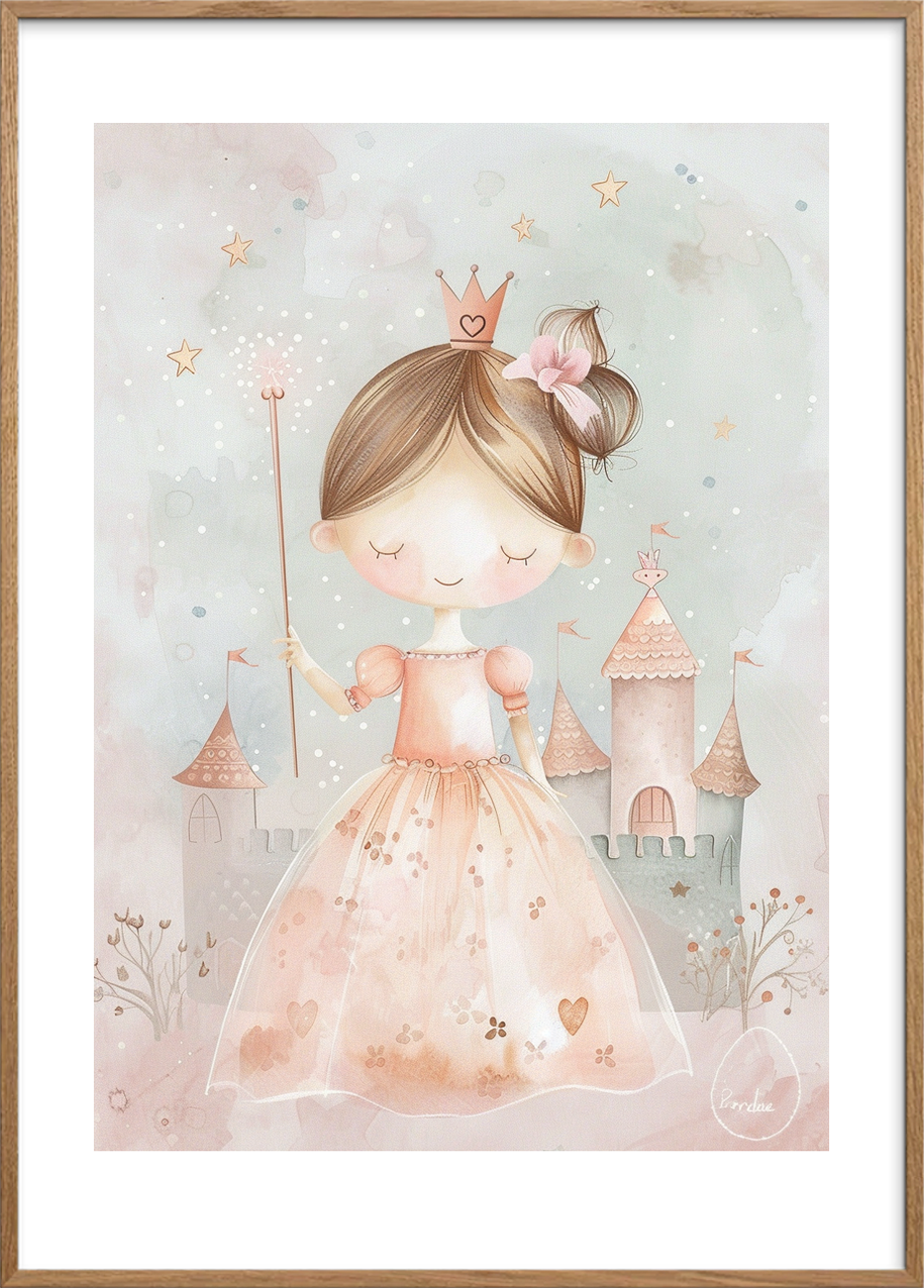 Stjernestøvens blide hvisken - Oak Frame, With White Border