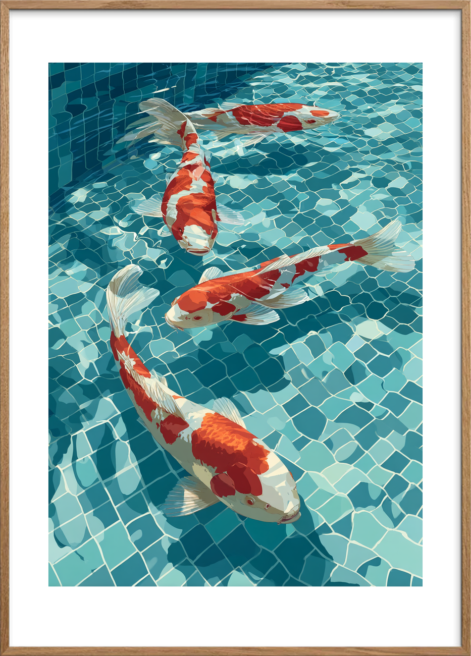 Silkesus af farvet skæl - Oak Frame, With White Border