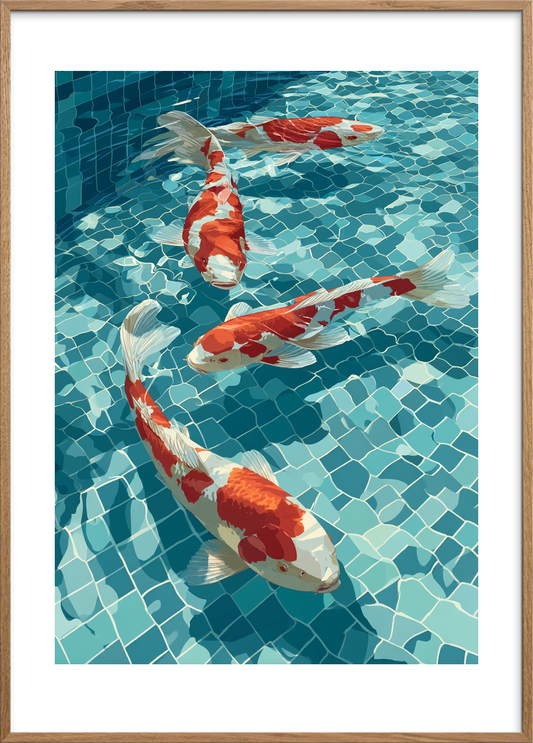 Silkesus af farvet skæl - Oak Frame, With White Border