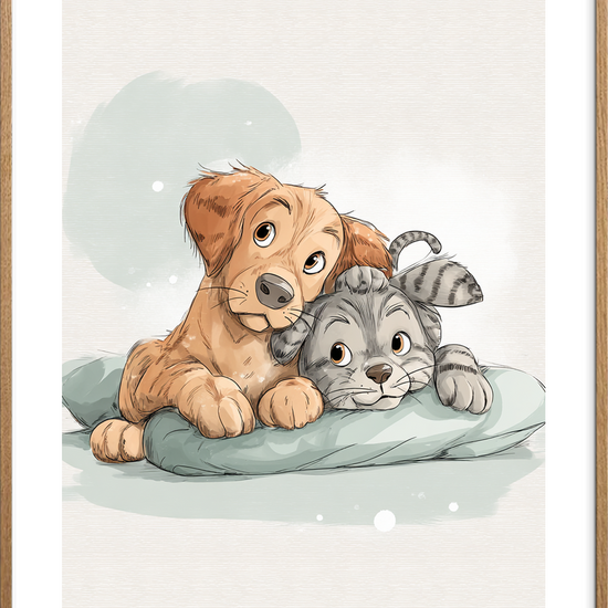 Pudens bløde hvisken - Oak Frame, With White Border