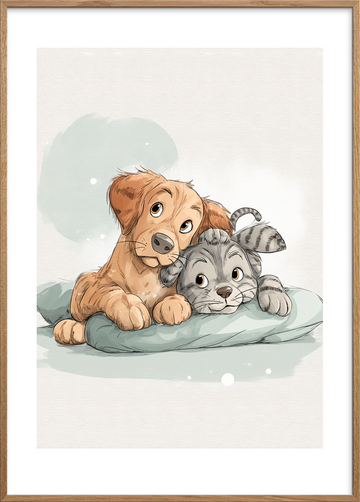 Pudens bløde hvisken - Oak Frame, With White Border