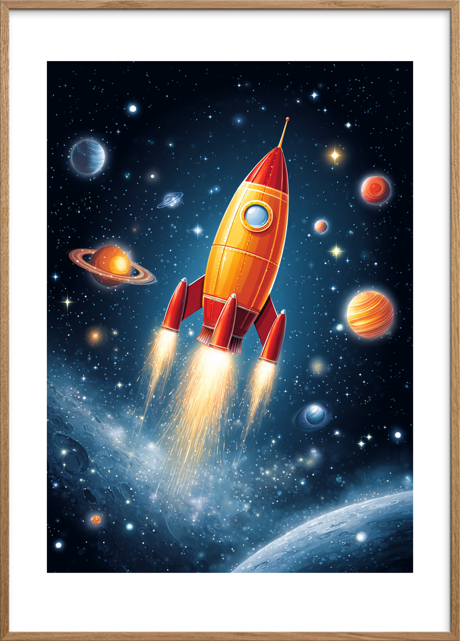 Ildstormens blide sus - Oak Frame, With White Border