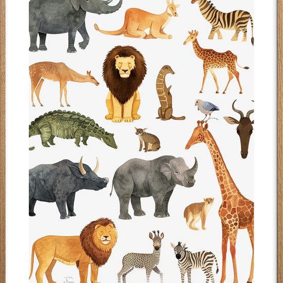 Savannens sagte rytme - Oak Frame, With White Border