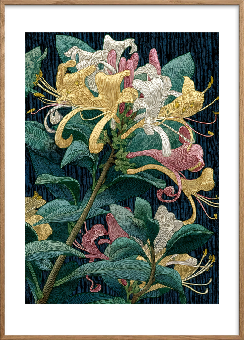 Honningduftens bløde hvisken - Oak Frame, With White Border