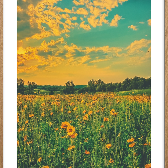 Sommerens store indånding - Oak Frame, With White Border