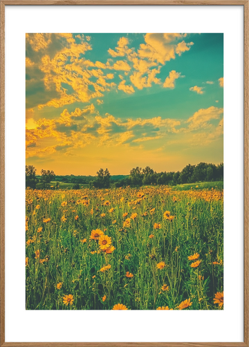 Sommerens store indånding - Oak Frame, With White Border