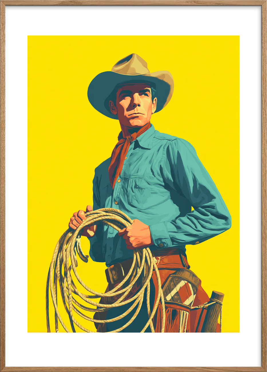 Lassoens rytme - Oak Frame, With White Border