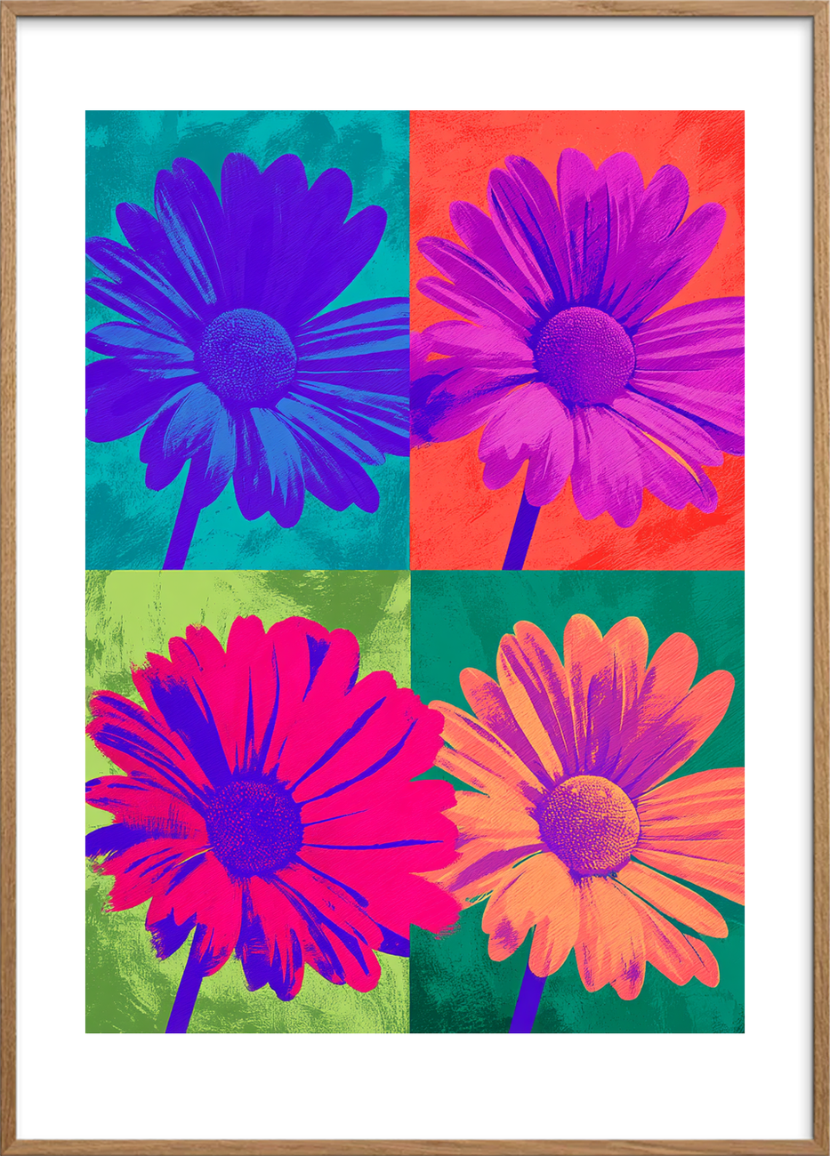 Smagen af neon - Oak Frame, With White Border