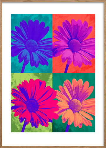 Smagen af neon - Oak Frame, With White Border