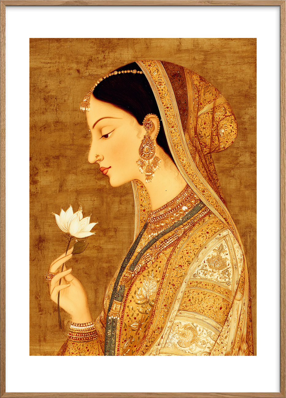 Silkets stille sus - Oak Frame, With White Border