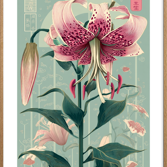 Stille hvisken fra liljen - Oak Frame, With White Border