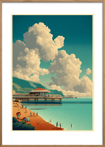 Havets hvisken ved molen - Oak Frame, With White Border