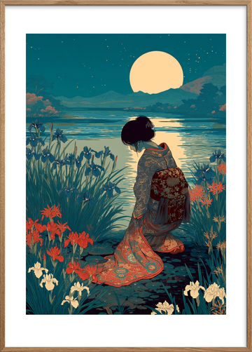 Måneskinets bløde hvisken - Oak Frame, With White Border