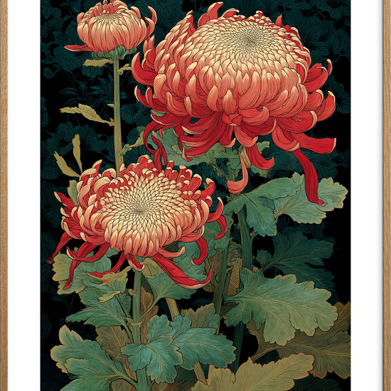 Fløjlsblomsternes varme hvisken - Oak Frame, With White Border