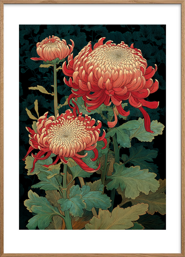 Fløjlsblomsternes varme hvisken - Oak Frame, With White Border