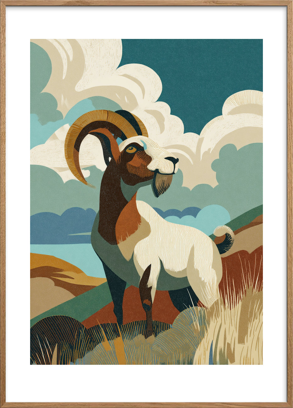 Stenens sagte sang - Oak Frame, With White Border