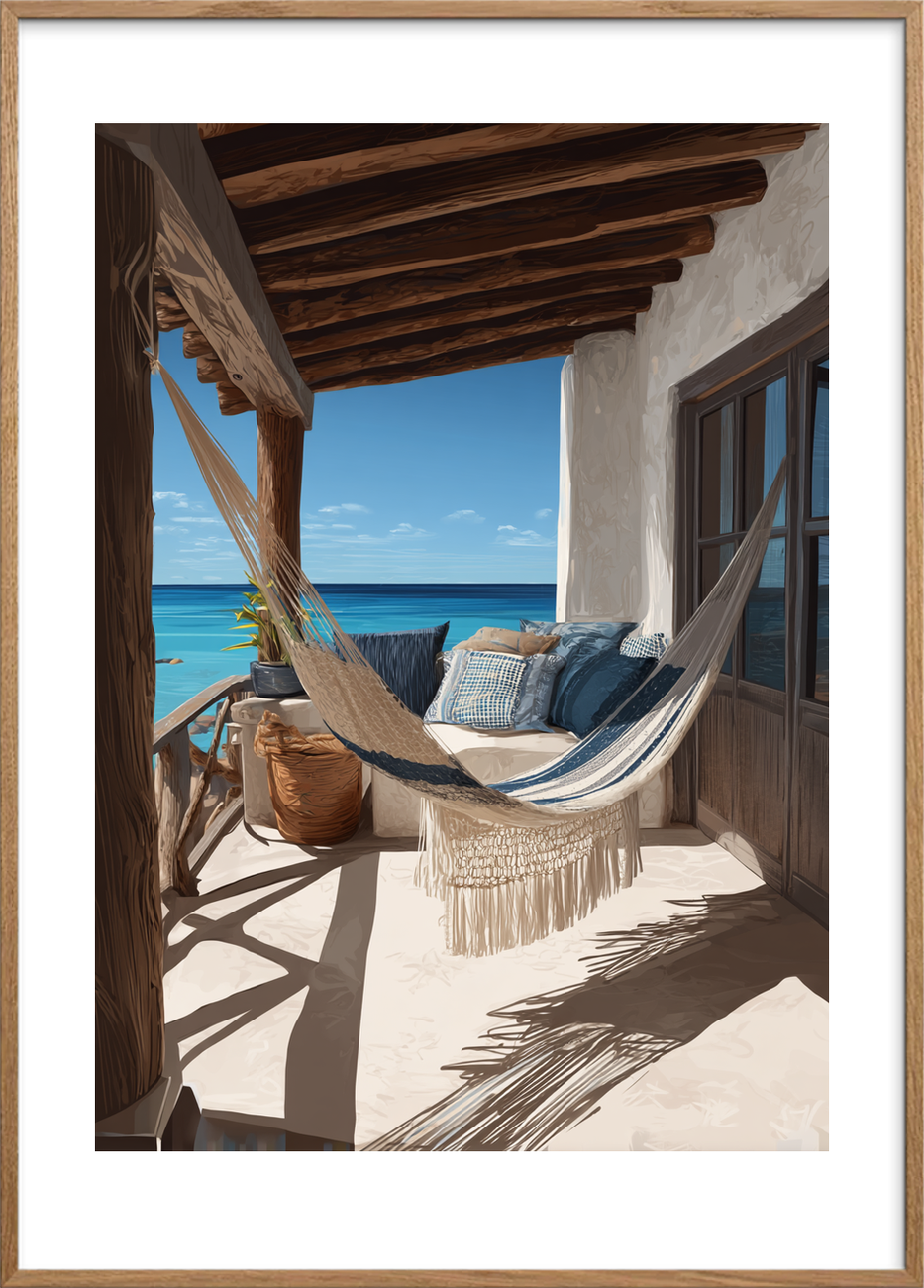 Havsus og svale drømme - Oak Frame, With White Border