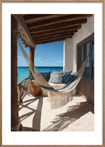 Havsus og svale drømme - Oak Frame, With White Border