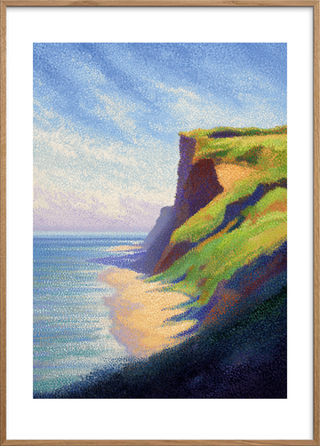 Havets hvisken mod klippekant - Oak Frame, With White Border