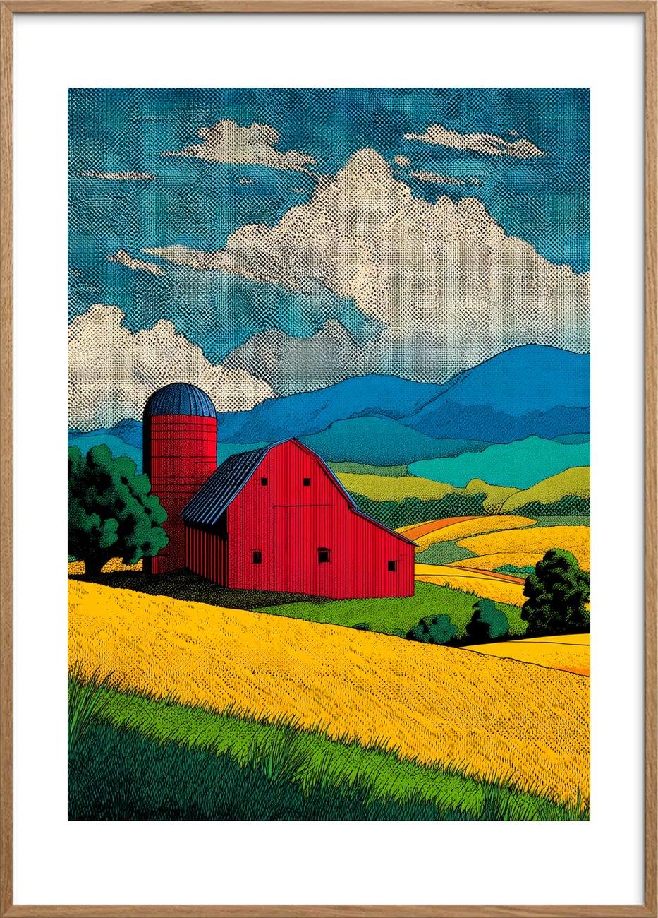 Sommerens gyldne hvisken - Oak Frame, With White Border