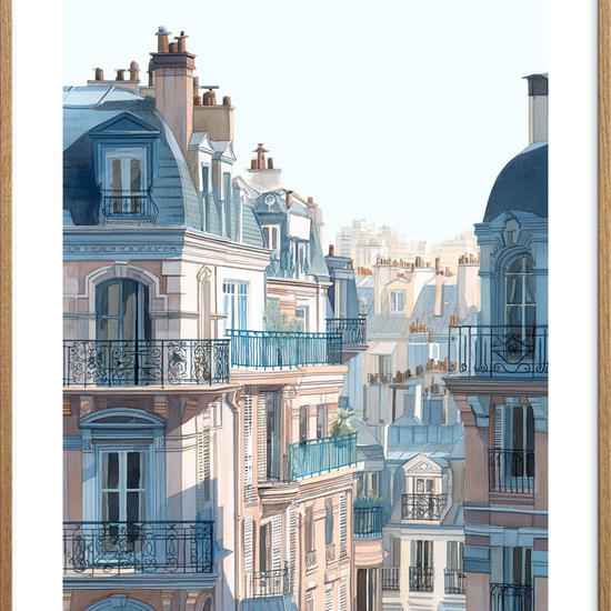 Hvisken fra smedejernsbalkoner - Oak Frame, With White Border