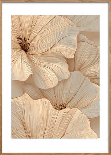 Hviskende fløjlsbølger - Oak Frame, With White Border