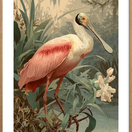 Salt på silkefjer - Oak Frame, With White Border