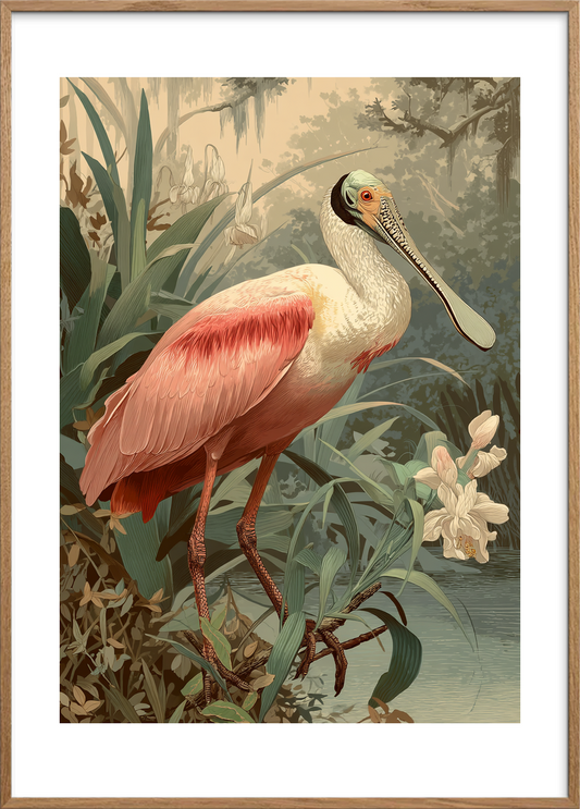 Salt på silkefjer - Oak Frame, With White Border